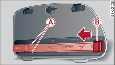 Revêtement latéral gauche du coffre à bagages : triangle de présignalisation